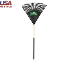 30 Inch Wood Poly Leaf Rake Ergonomic Handle Durable Easy to Use Garden Tool