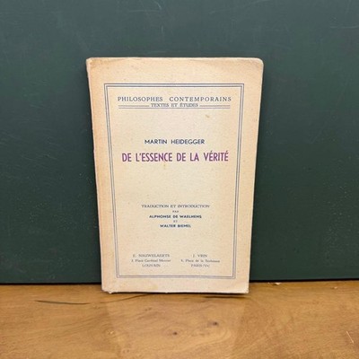Heidegger DE L'ESSENCE DE LA VÉRITÉ French Book Slightly Worn Philosophy