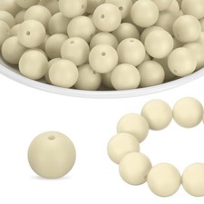 65Pcs Silicone Beads 15mm Round Rubber Focal Beads Bulk, Beige