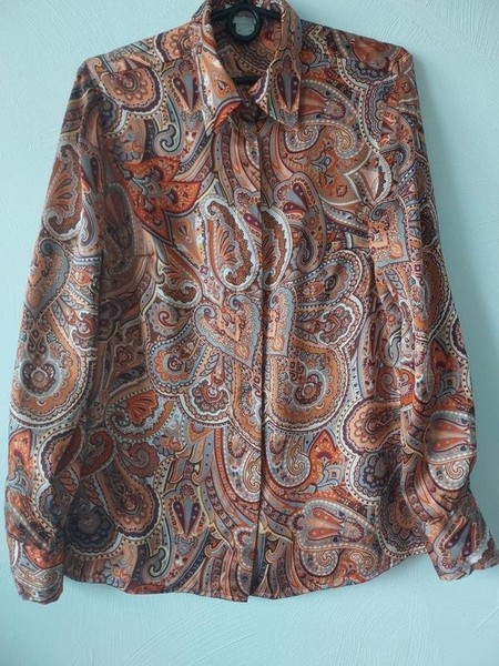 Women Peter Hahn Shirt Multicolor Silk 38 / M / 46 #C970
