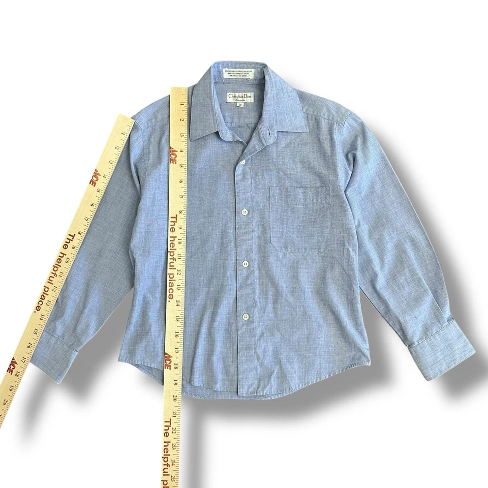 Vintage Christian Dior Chemise Kids Shirt Size 10 Blue Button Up Macau Made - Image 4 of 4