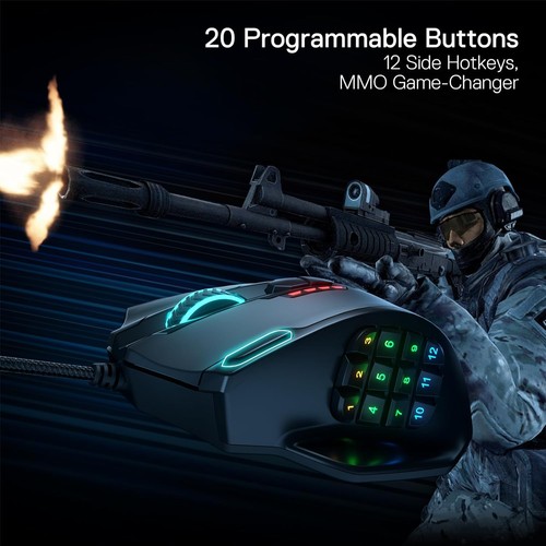 Redragon RGB LED Wired Gaming Mouse, 18 Programmable Mouse Buttons - 第 5/9 張圖片