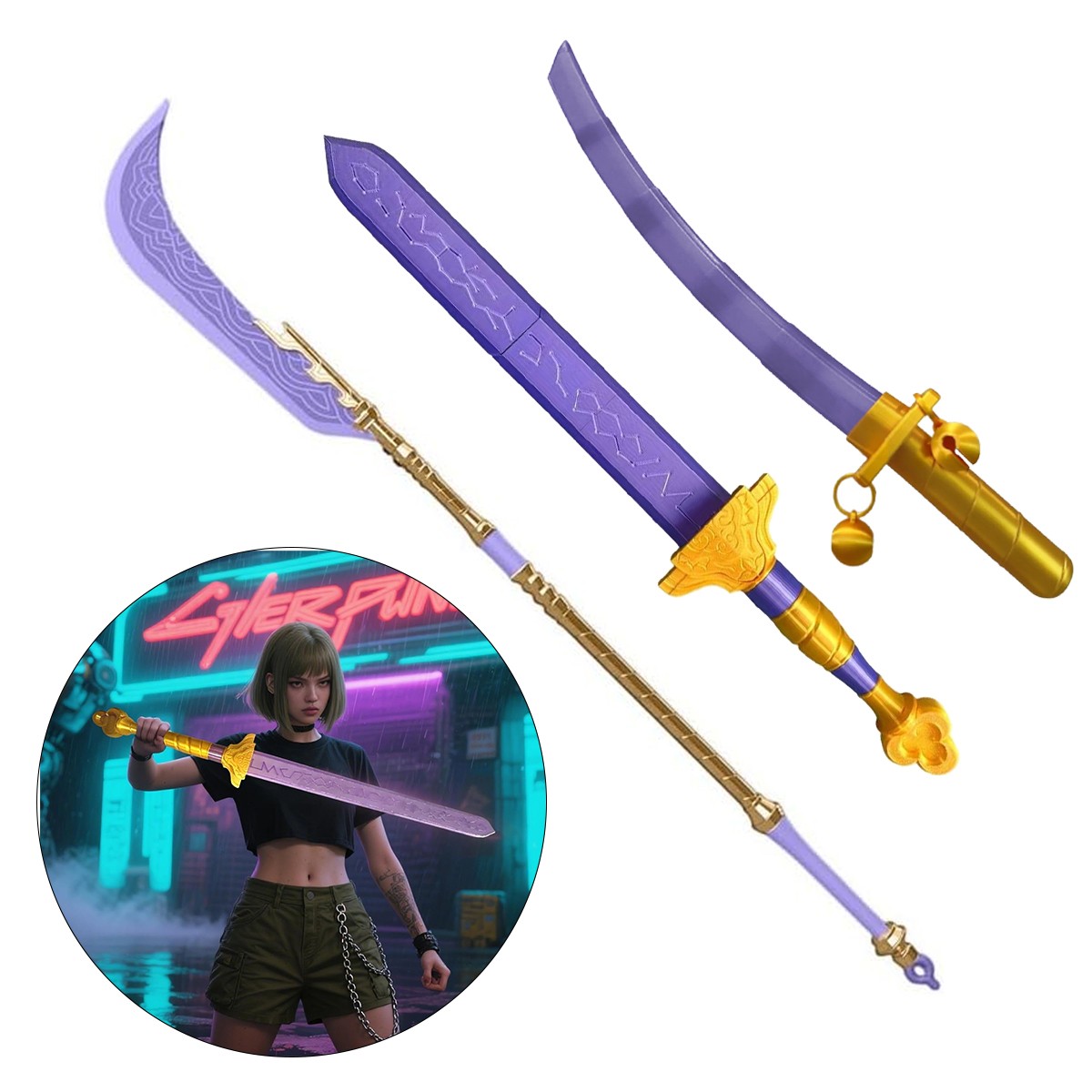 Conjunto de figuras de cazador de demonios Kpop SwordToy Halloween Carnaval Arma Accesorios utilería