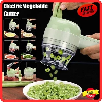 “4-in-1 Electric Vegetable Cutter – Handheld Food Chopper & Garlic Masher”