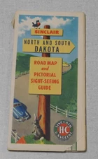 1950's Sinclair oil company gas station map of North and South Dakota