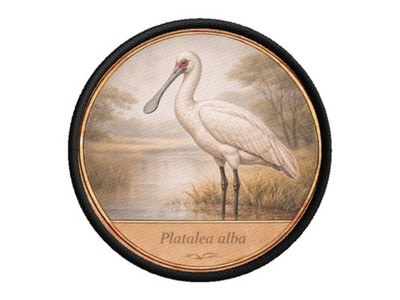Patch Aufnäher bedruckt Thermoaufnäher gestickter Rand Afrikaspachtel Platalea alba