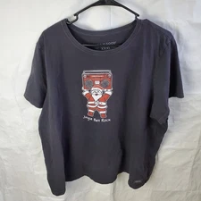 Life Is Good Shirt Women's 3XL Gray Crusher Tee Jingle Bell Rock Christmas