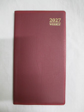 2027 WEEKLY POCKET PLANNER CALENDAR BURGUNDY RED -3.45 IN X 6.2 IN-FREE SHIPPING
