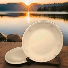 4 Corelle English Breakfast Dinner Plates 10 1/4" Pink Flowers EXCELLENT