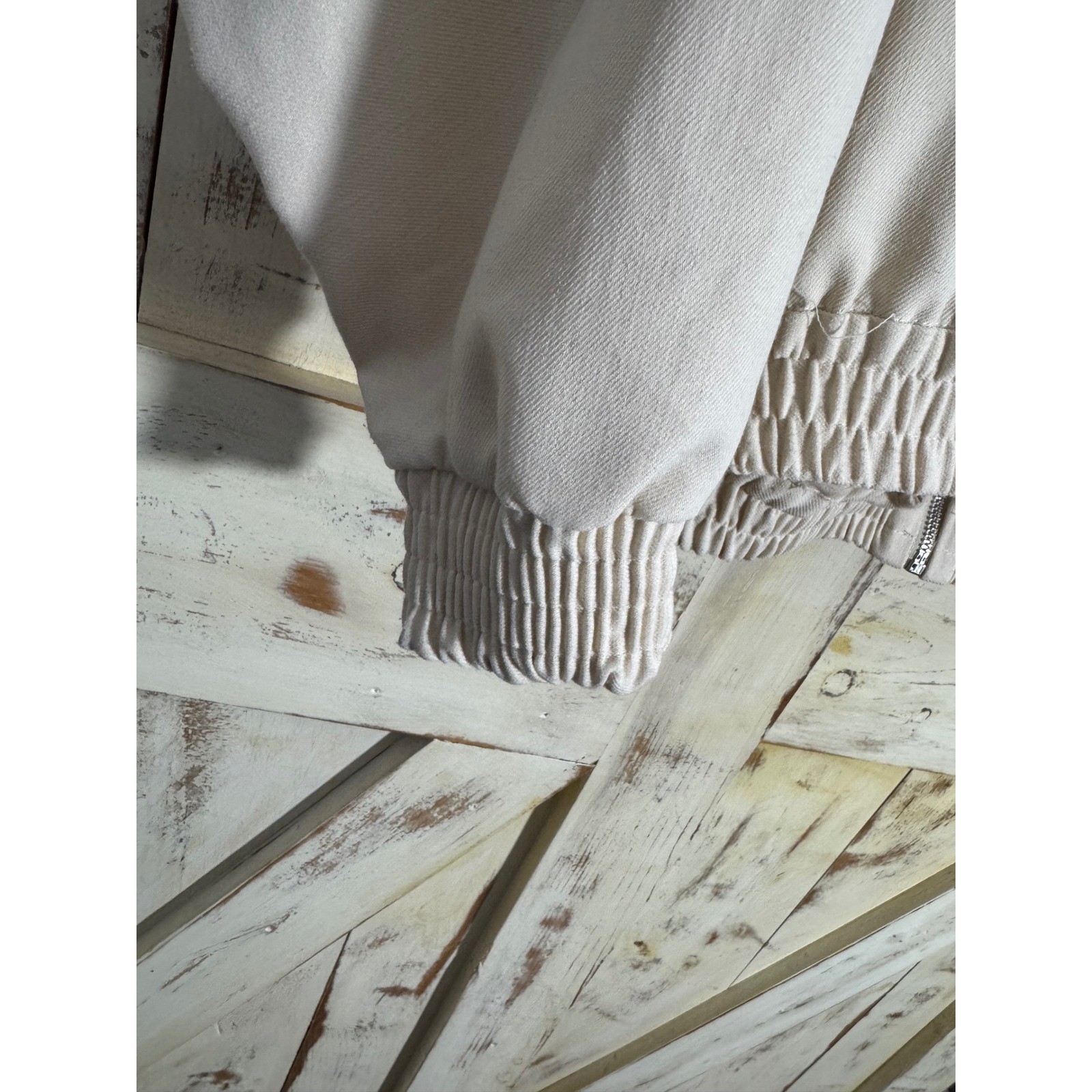 Zara Oversized Batwing Full Zip Double Pockets Drawstring Sweater  Cream Size S thumbnail 5