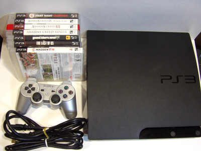 Sony PlayStation 3 PS3 Slim 160GB Console CECH-3001A Bundle with 7 Games & OEM