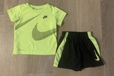 Nike Dri Fit Boy's Size 18 Months Neon Green  Black 2 Pc Shorts Set