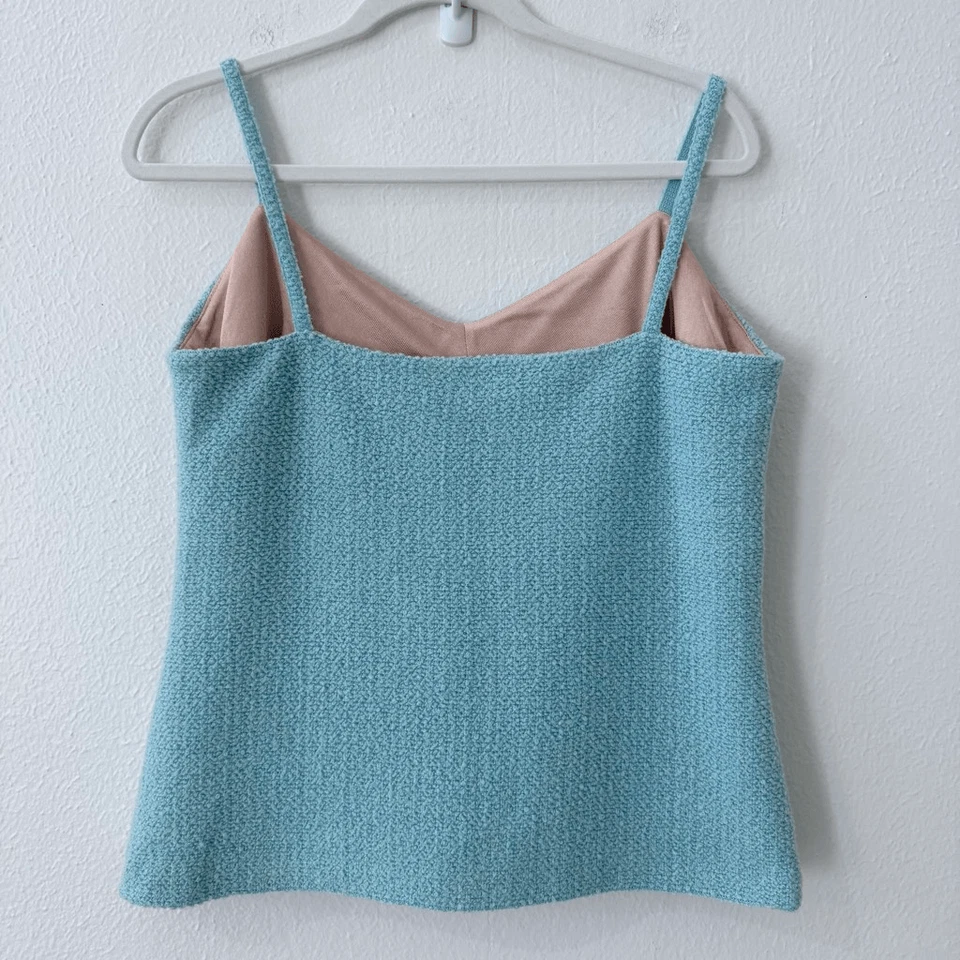 Camisola para mujer St. John talla XL azul mezcla de lana de cachemir tweed texturizado Boucle Foto 4 de 4