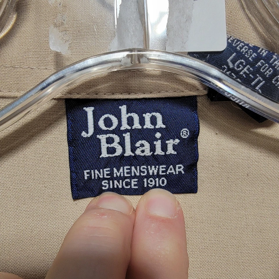 Винтажная тонкая мужская рубашка 70-х 80-х John Blair с коротким рукавом на молнии хаки LGE-TL - Изображение 2 из 4