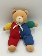 Vintage Eden Plush Bear Waffle Thermal Knit Red Blue Primary Color Block 12"