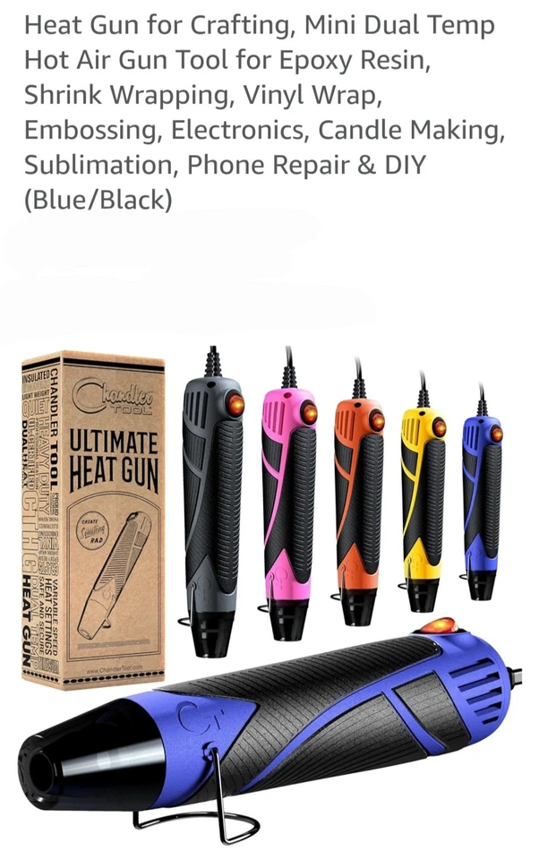 Heat Gun for Crafting, Mini Dual Temp Hot Air Gun Tool for Epoxy Resin, Shrink W - Image 2 of 4