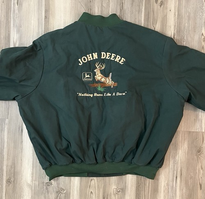 #ad Vintage John Deer Padded Lined Work Jacket Green Button Up 3XL Deer Logo $99.99