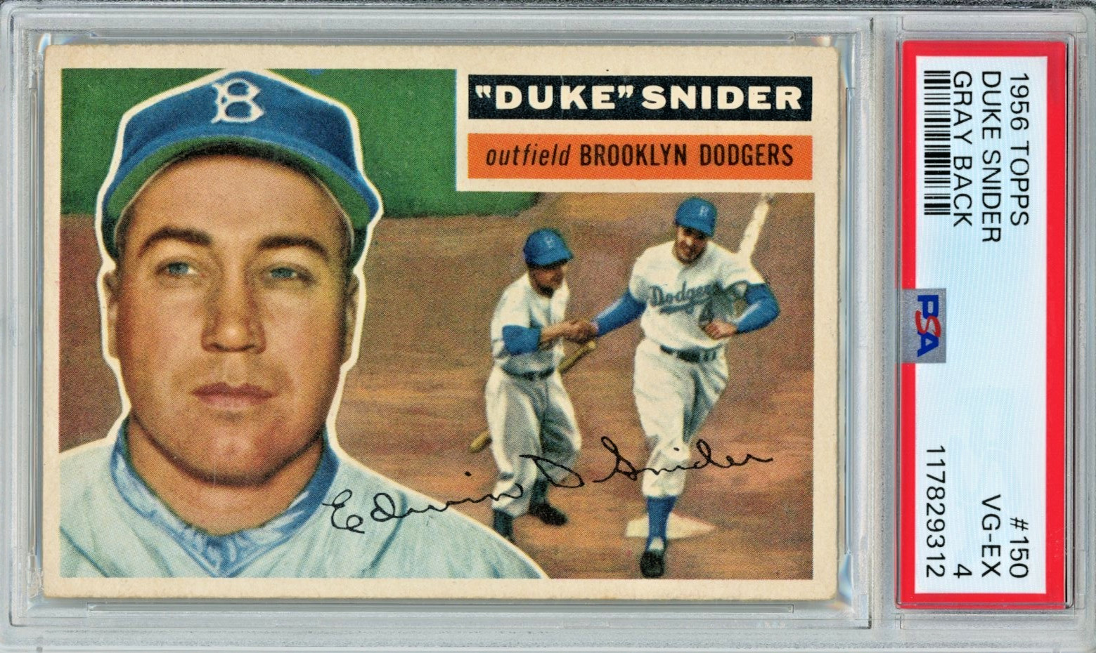 1956 Topps Duke Snider baseball card, graded VG-EX 4, #150 in the set HOF Dodger