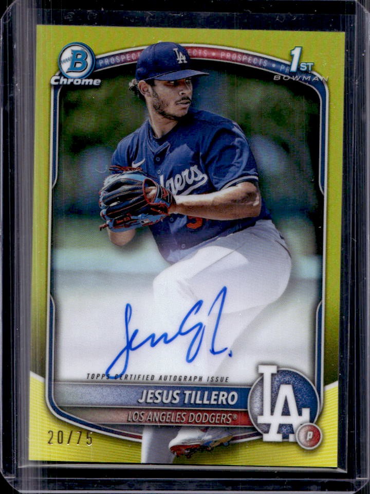 2025 Bowman Jesus Tillero Chrome Auto Yellow Refractor 1st #20/75