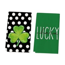 Polka Dot Shamrock St. Patrick's Day Kitchen Towels Dish Towels, 18x26 Inch