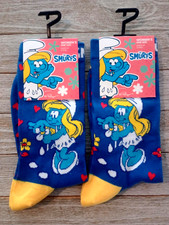 The Smurfs SMURFETTE Women's Shoe Size 6-9.5 Cartoon Novelty Socks 2 Pair