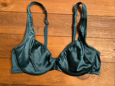 Maidenform 36B green satin seduction vintage bra lingerie front open