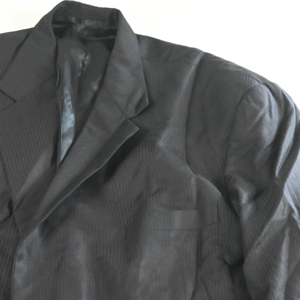 Dormeuil Amadeus 58R 54x32 Black Striped Super 100s Wool Mens Jacket Pants Suit - Image 3 of 4