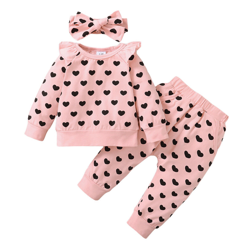 Infant Baby Girl Love print Pullover Sweatshirt Tops Pants Fall Winter Outfit - Picture 16 of 17