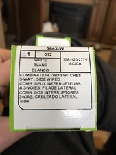 5643-W Leviton-White-Decora-Rocker-Combination-Two-switches 3-way, side wired.