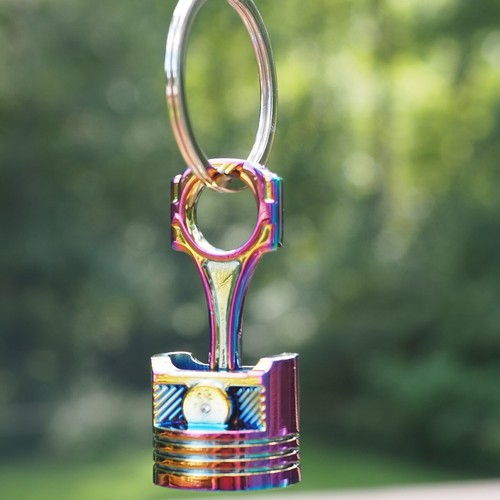 Piston Keychain Fob Holder Engine Keyring Neon Rainbow with Clip - Brother Charm - Picture 8 of 11
