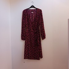 Whistles Silk Dress UK 10 New Burgundy Ditsy Floral Wrap Occasion Wedding 