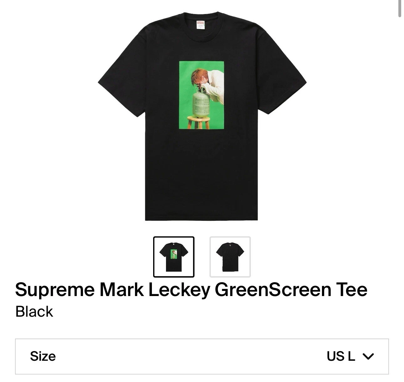 T shirt noir Supreme Mark Leckey GreenScreen TAILLE GRANDE   FLAMBANT NEUF 