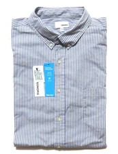 New Sonoma Mens Classic-Fit Flex Stretch Casual Shirt Blue Stripe Long Sleeves