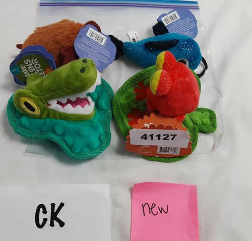 New, Set Of 4, 5” BARK BOX “Bow Wow Bayou” Dog Chew Crinkle Plush Toys - Picture 6 of 7