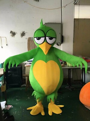 Cartoon Green Parrot Bird Mascot Costume Cosplay Theme Party Dress Xmas
