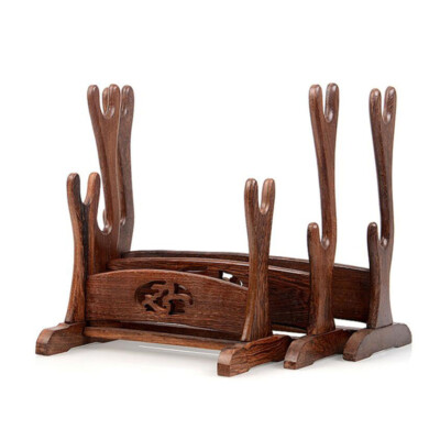 Wenge Japanese Samurai Sword Wakizashi Katana Holder Stand Rack Bracket S/L