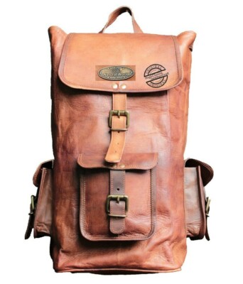 20'' Leather Perfect Backpack Bag Durable Men Vintage Laptop S Satchel Rucksack