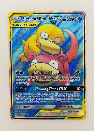 PSA 10 Slowpoke & Psyduck GX 217 FA SR Pokemon Tag Team Collection