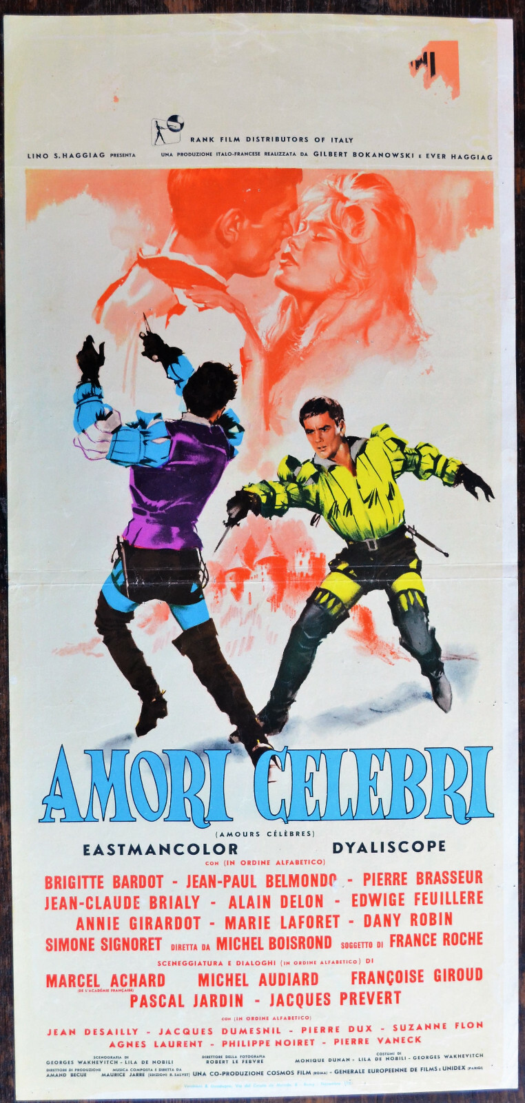 Locandina originale film Amori celebri (1961) - Regia di Michel Boisrond