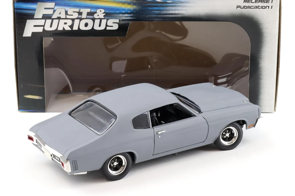 1:18 Johnny Lightning 1970 Chevrolet Chevelle SS Coupe Grey Fast & Furious - Image 3 of 4