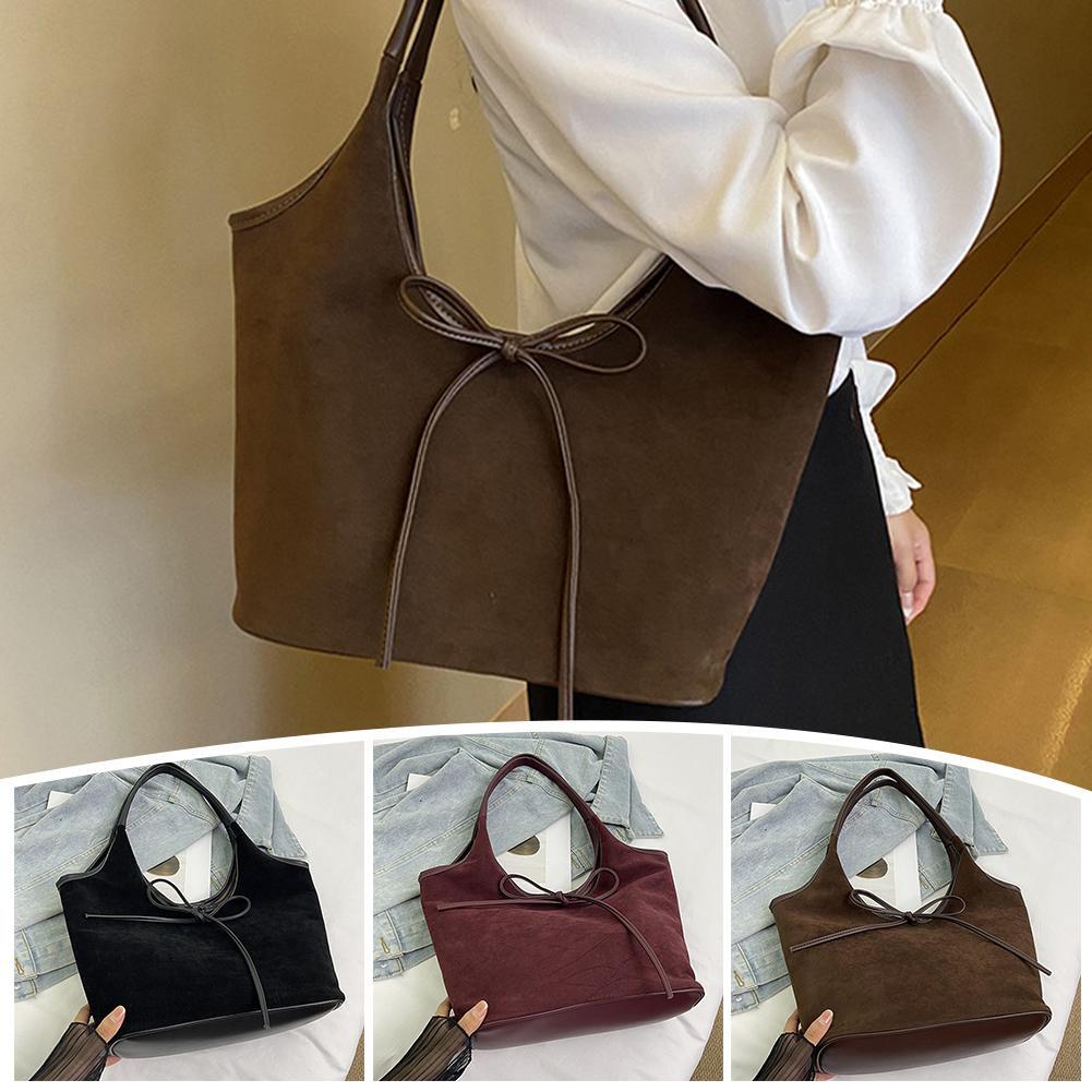 Handbag Bow Tie Shoulder Bag Korean Style Underarm Bag Travel Retro Shoulder✨f-image