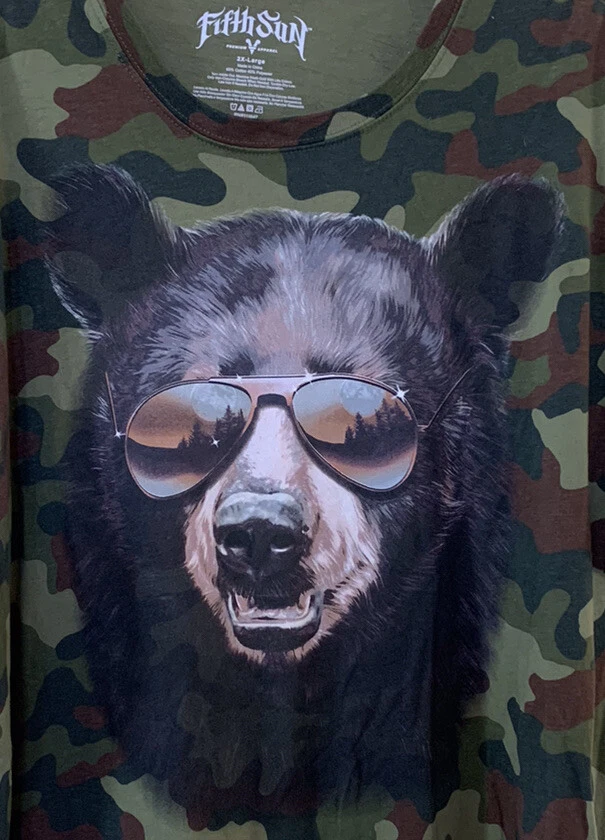 Fifth Sun Bear Sunglasses Camo Men s T Shirt Size 2XL XXL eBay