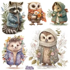 Violette Stickers - Cozy Animals in Coats - Winter Sticker Sheet - Stationery