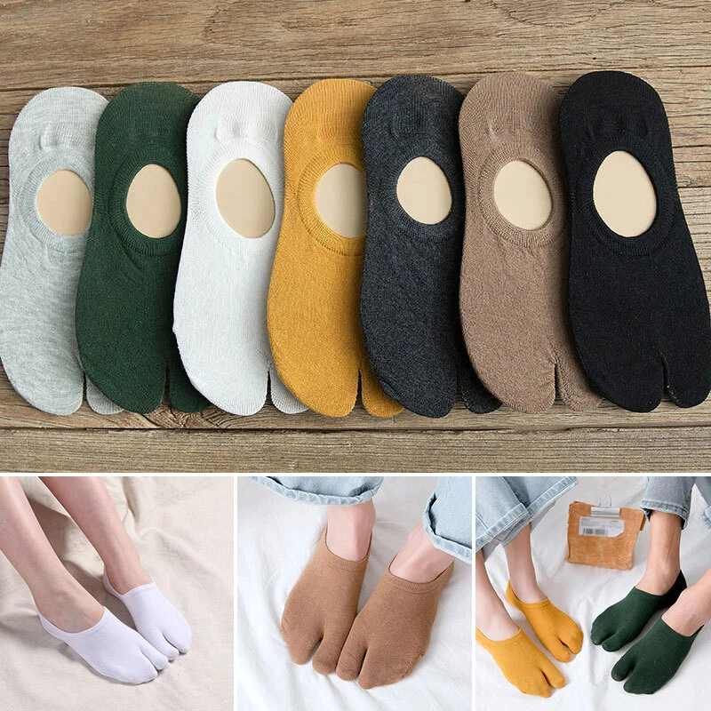 Women Men Two Toed Kimono Cotton Socks Low Cut Flip Flop Split Toe Sandal Socks