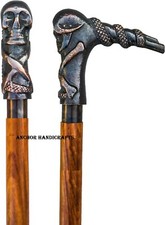 Nautical Antique Finish skull Handle Vintage Style Brown wooden Walking Stick