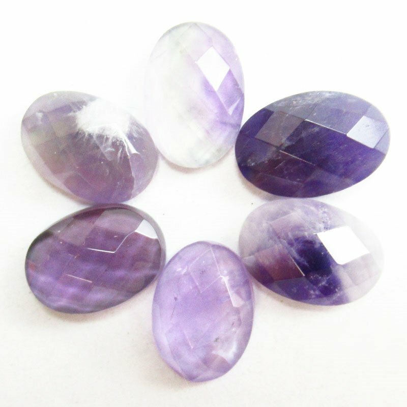 6Pcs 14x10x5mm Faceted Natural Amethyst Oval Cab Cabochon QS 6Pcs 14x10x5mm Faceted Natural Amethyst Oval Cab Cabochon QS