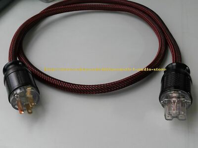1x US AC Power Cord Cable 6N Pure Copper Carbon Fiber Berylium Plug 