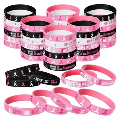 6/8PCS Silicone Breast Cancer Awareness Bracelets Breast Cancer