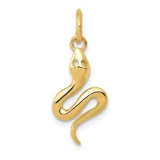 REAL 10k Yellow Gold Solid Polished Snake Pendant Charm 21 X 9MM