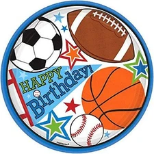 Sports Party All Star Athlete Kids Theme Birthday Party 7" Paper Dessert Plates